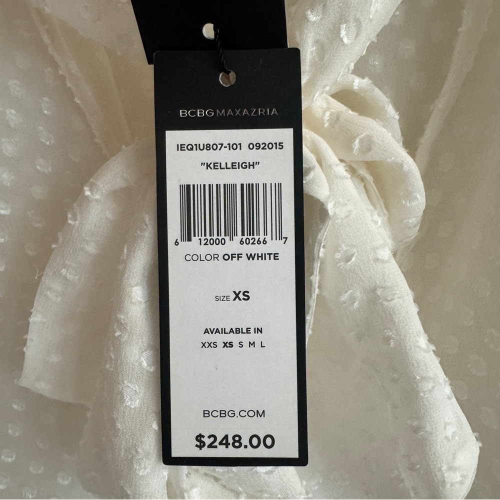NWT BCBGMaxAzria Sheer Kelleigh Tie Neck Blouse, Size XS - Picture 6 of 7